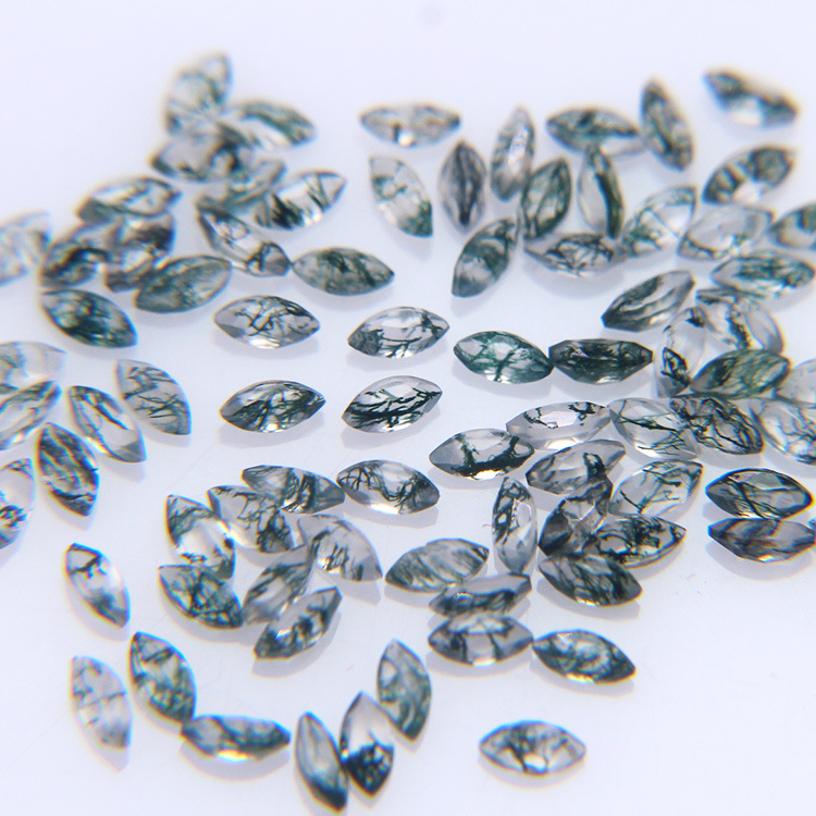 Semi-preciouse Stone Gemstone Moss Agate MQ faceted diamond Small Size accessories