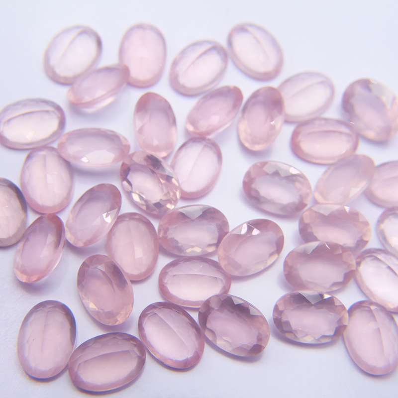 Natural Pink /Rose Quartz Gemstone Faceted Transparent Oval Jewelry DIY Accessories