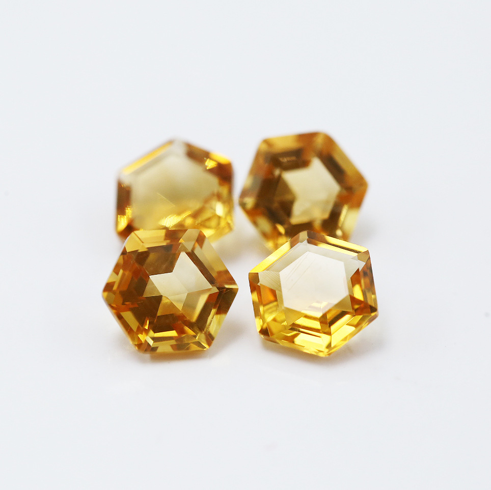 Natural Citrine Hexagonal 6X6mm Faceted Natural Yellow Crystal Jewelry with Stone