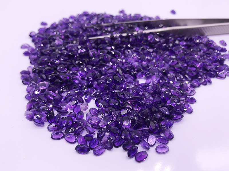 Natural Amethyst Rough Stone Brazil Uruguay Clean Faceted Oval Gemstone Amethyst for DIY