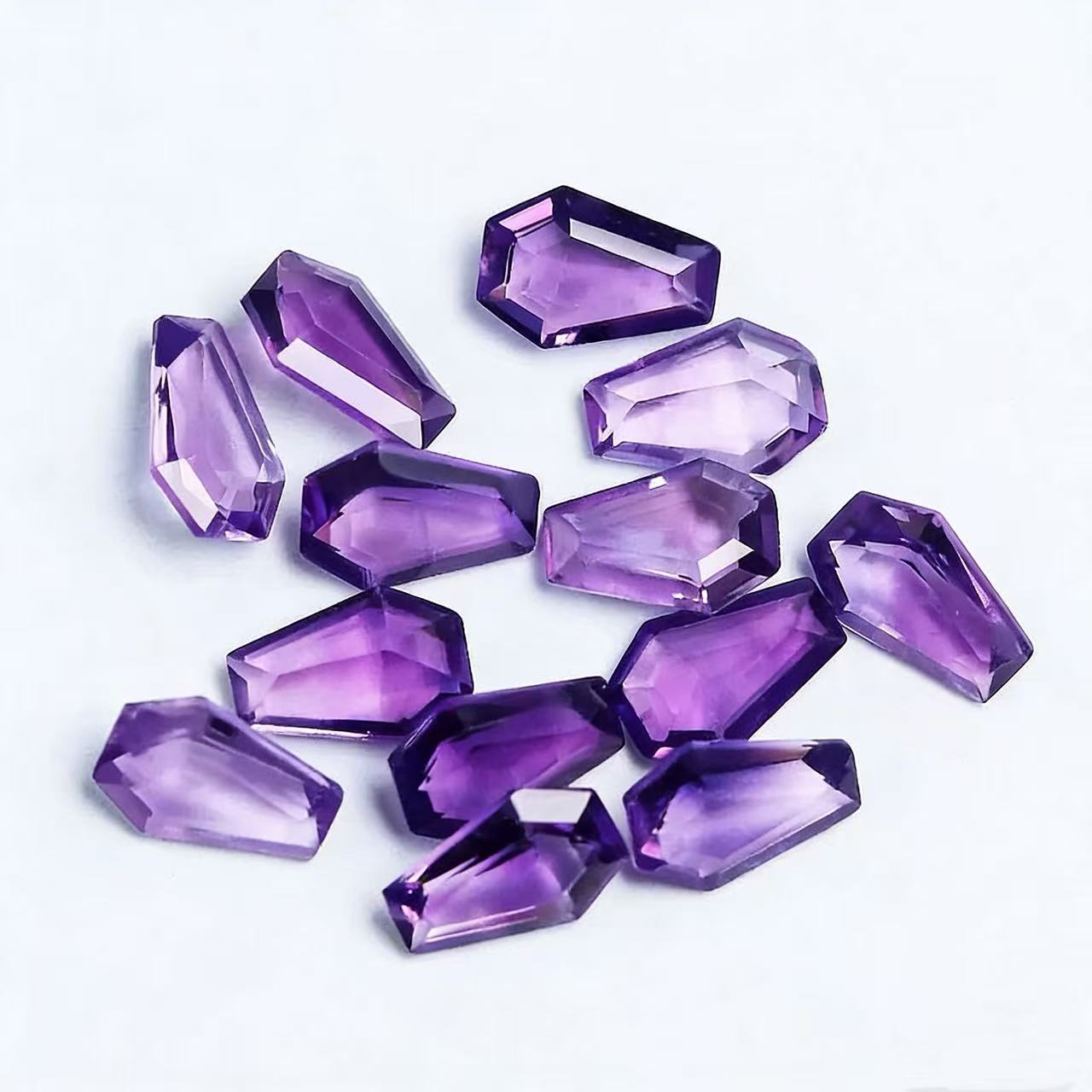 Natural Amethyst Cabochons Trapezoidal Amethyst Quartz Wealth Shaped Engraved Gemstone Jewelry
