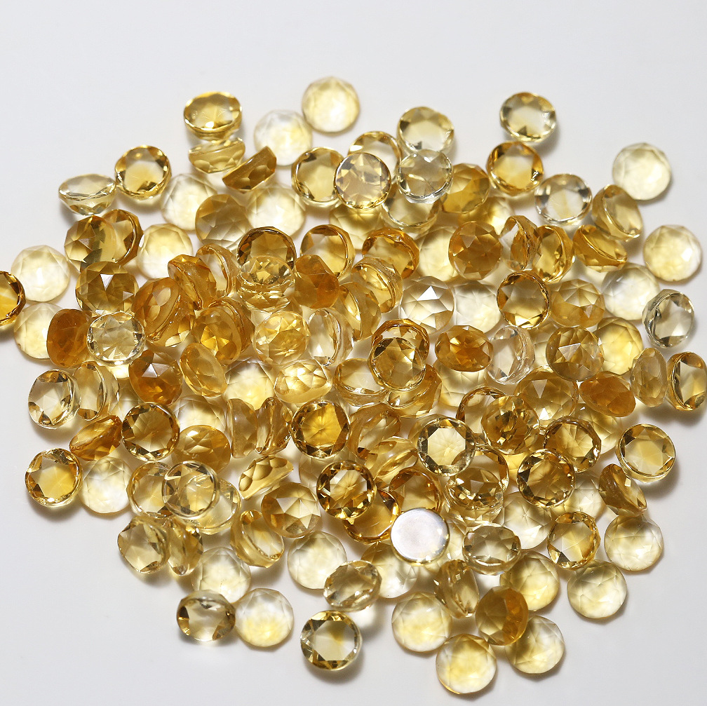 Factory Supply Natural Citrine Round Facted cut 4mm Yellow inlaid Jewelry Accessorie